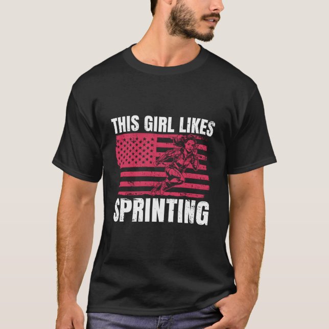 Gillar Sprinting Friidrott Hobby Sprinter T Shirt (Framsida)
