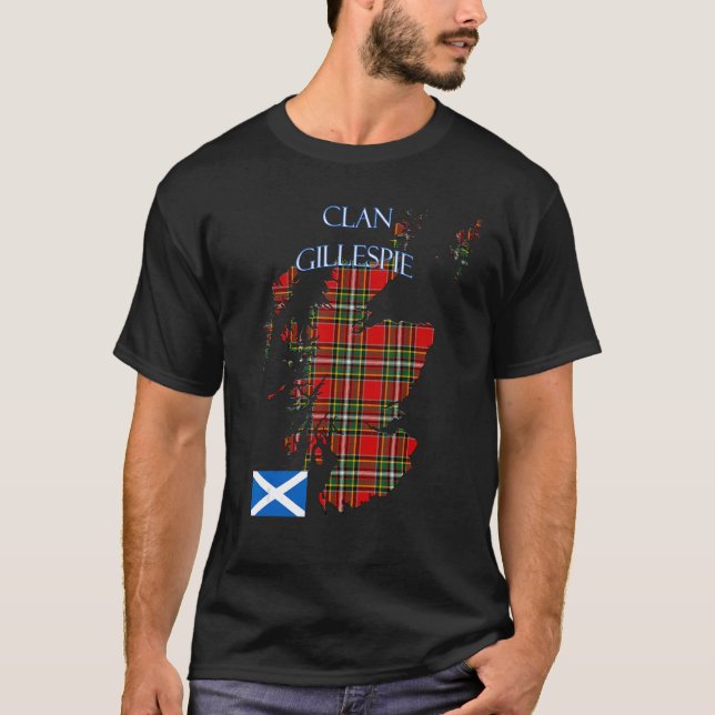 Gillespie Scottish Klan Tartan Scotland T Shirt (Framsida)