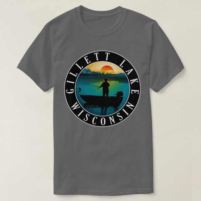 Gillett Sjö Wisconsin Fishing T Shirt (Design framsida)