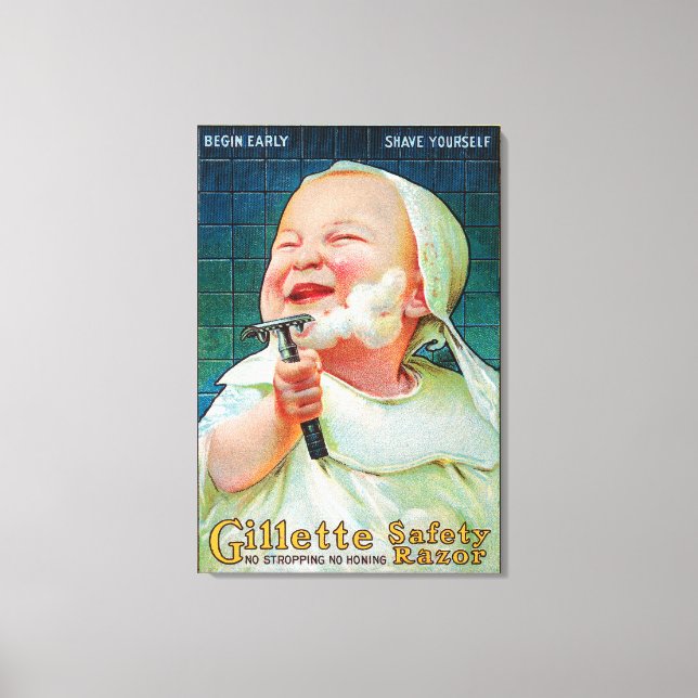 Gillette Safety Razor - Begin Tidigt Shave Canvastryck (Framsida)