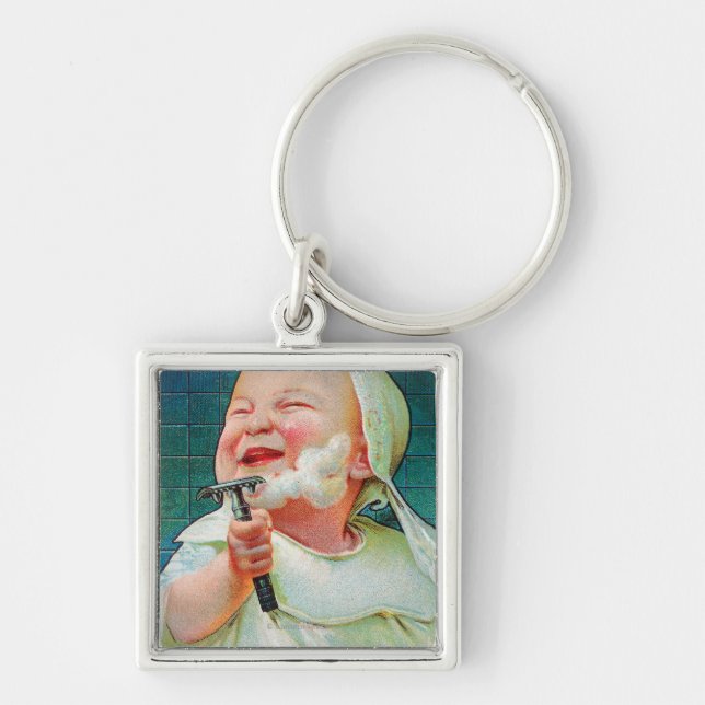 Gillette Safety Razor - Begin Tidigt Shave Fyrkantig Silverfärgad Nyckelring (Framsidan)