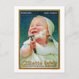 Gillette Safety Razor - Begin Tidigt Shave Vykort