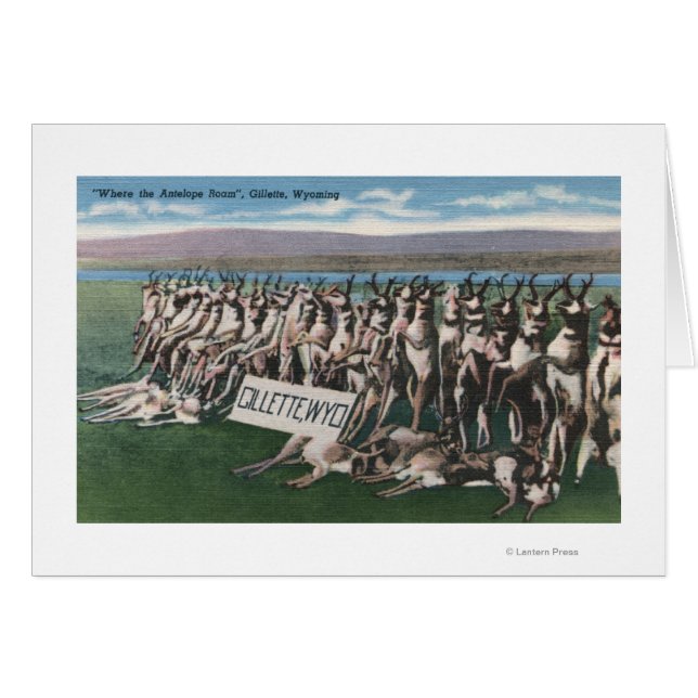 Gillette, WY - Var är Antelope Roam? Hälsningskort (Framsidan Horizontal)