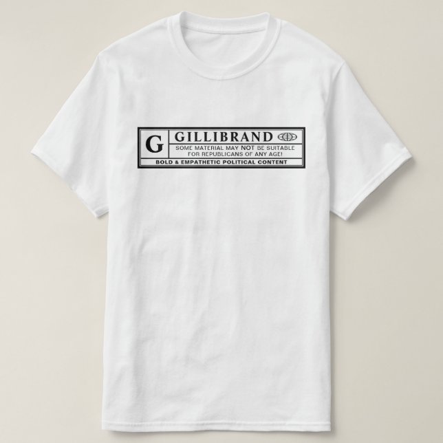 Gillibrand Warning Label T Shirt (Design framsida)