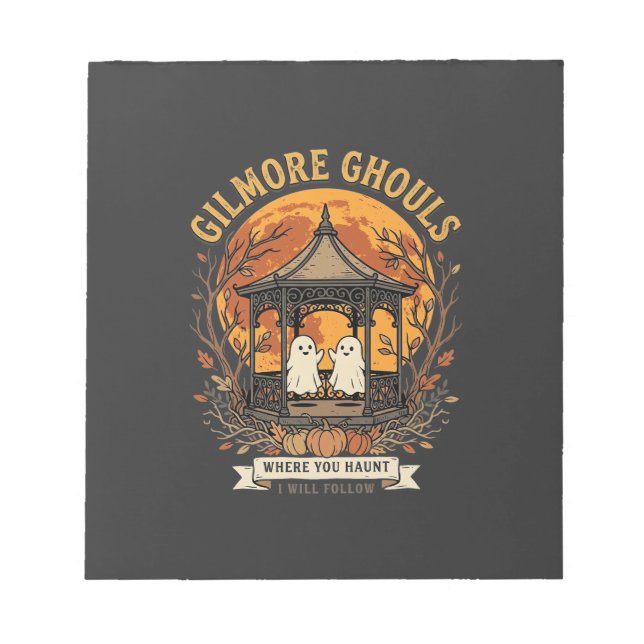 Gilmore Ghouls Halloween Ghost Gazebo Design_1 Anteckningsblock (Framsida)