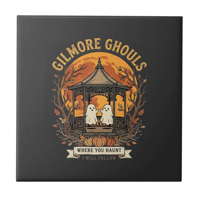 Gilmore Ghouls Halloween Ghost Gazebo Design_1 Kakelplatta (Framsidan)