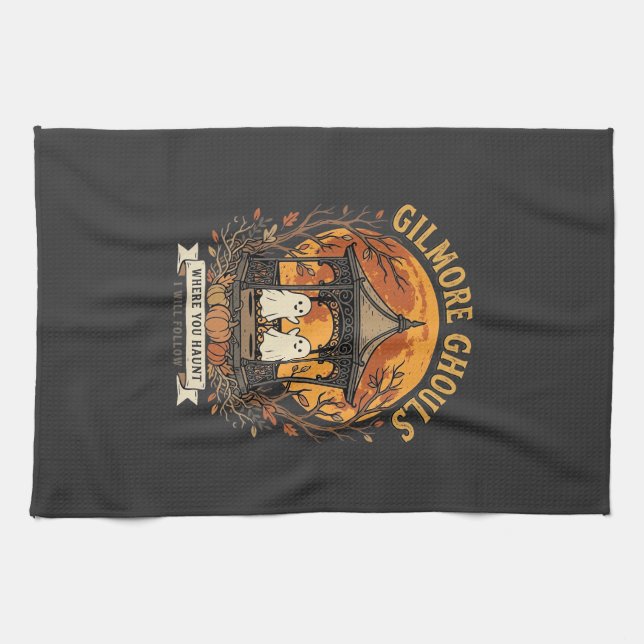 Gilmore Ghouls Halloween Ghost Gazebo Design_1 Kökshandduk (Horisontell)