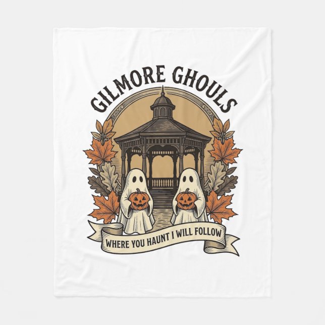 Gilmore Ghouls Vintage Halloween-spöke Fleecefilt (Framsidan)