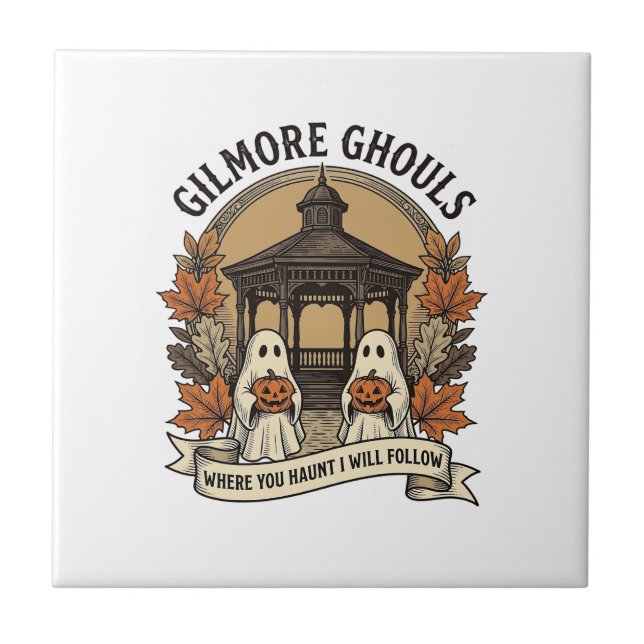 Gilmore Ghouls Vintage Halloween-spöke Kakelplatta (Framsidan)