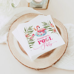 Gilr bassäng födelsedagsfest rosa flamingo pappersservett