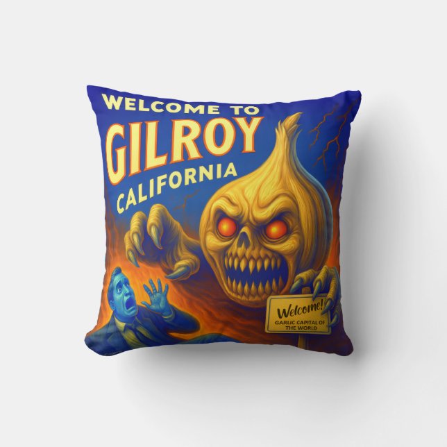 GILROY, CALIFORNIA 16" X 16" GARLIC DEKORATIV KUDD KUDDE (Framsida)