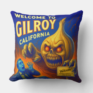 GILROY, CALIFORNIA 20" X 20" GARLIC DEKORATIV KUDD KUDDE
