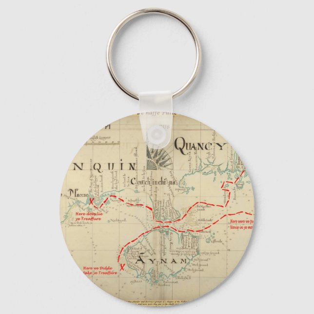 Giltig 1690 Pirat Karta (med förkortningar) Nyckelring (Framsida)