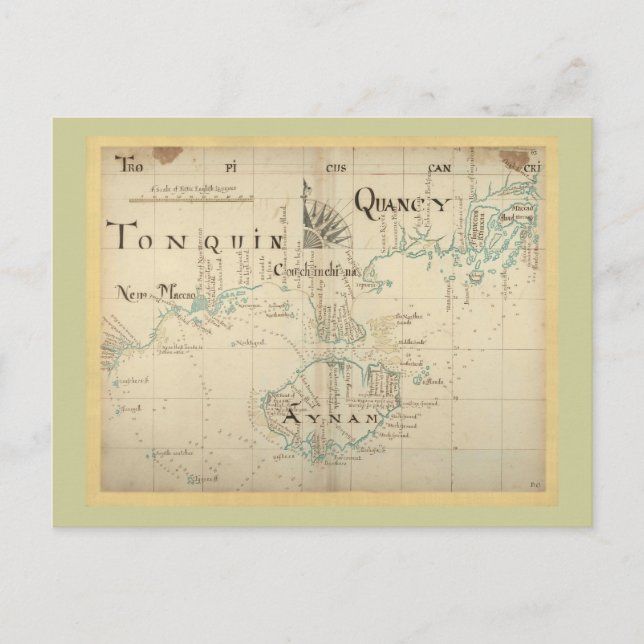 Giltig 1690 Pirat Karta Vykort (Framsida)