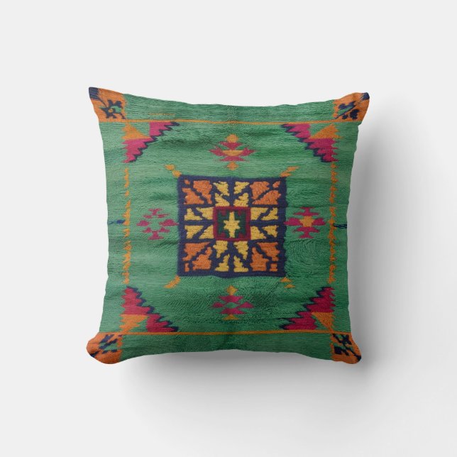 Giltig Grönt Kilim Pillows: A Touch of Traditio Kudde (Framsida)