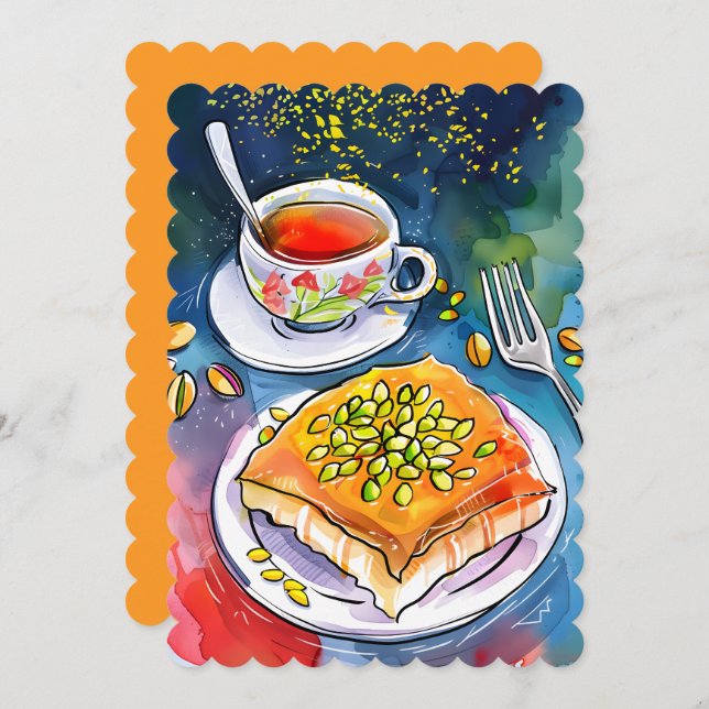 Giltig Kunafa Nablus Dessert ك ن ا ف ة Inbjudningar (Fram/baksida)