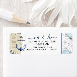 Giltig #Nautical Chart Anchor #Florida #Bröllop Returadress Etikett