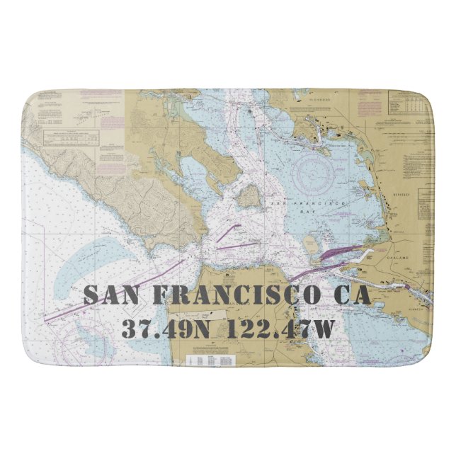 Giltig Nautical Vintage Karta San Francisco CA Badrumsmatta (Framsidan)