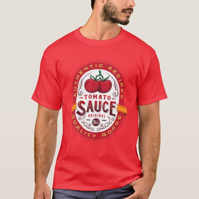 Giltig Tomato Sauce Flaska etikett Funny Hallowee T Shirt (Framsida)