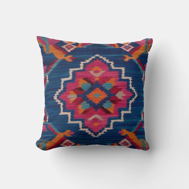 Giltiga blå Kilim Matta Pillows: A Biet of Art Kudde (Framsida)