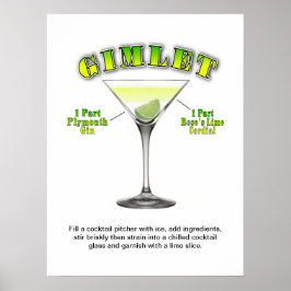 Gimlet Martini Cocktail Recipe 18"x24" Art Poster