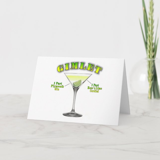Gimlet Martini Cocktail Recipe Art Kort (Framsida)