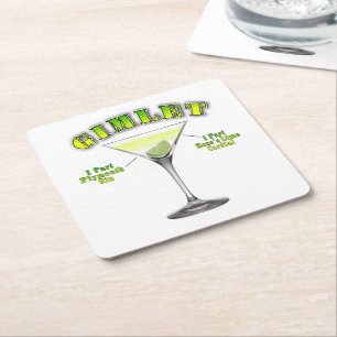 Gimlet Martini Cocktailrecept Konst Underlägg Papper Kvadrat