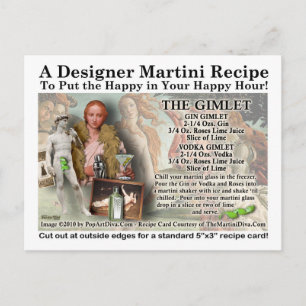 Gimlet Martini Recipe-vykort Vykort