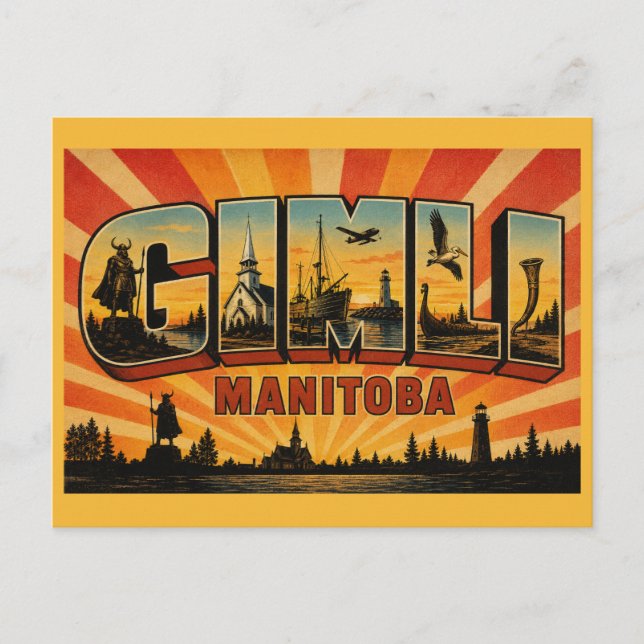 Gimli Manitoba isländskt kulturarv Vykort (Framsida)