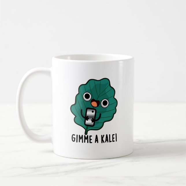 Gimme A Kale Funny Veggie Pun Kaffemugg (Vänster)