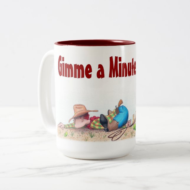 Gimme A Minute Coffee Mug 15oz Två-Tonad Mugg (Framsida vänster)