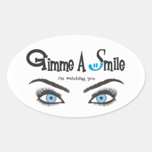 Gimme A Smile Ovalt Klistermärke
