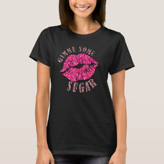 Gimme A some Sugar Rosa Färgad Läppar Graphic Vale T Shirt