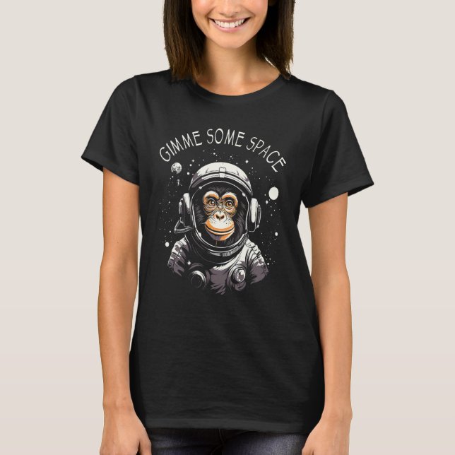 Gimme Lite space Monkey Ape Chimp Astronaut Graphi T Shirt (Framsida)