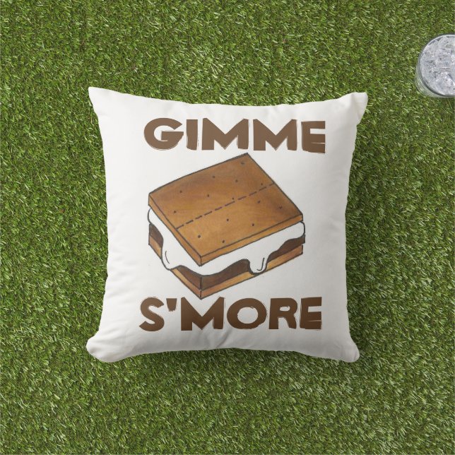 Gimme S more Campfire Marshmallow Smores Foodie Utomhuskudde (Gräs)