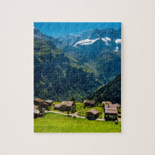 Gimmelwald i schweizisk alperna - Schweitz Pussel