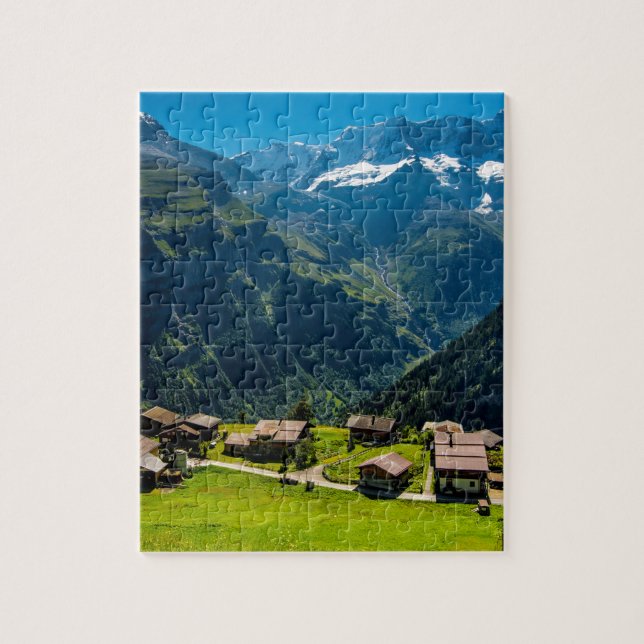 Gimmelwald i schweizisk alperna - Schweitz Pussel (Vertikal)