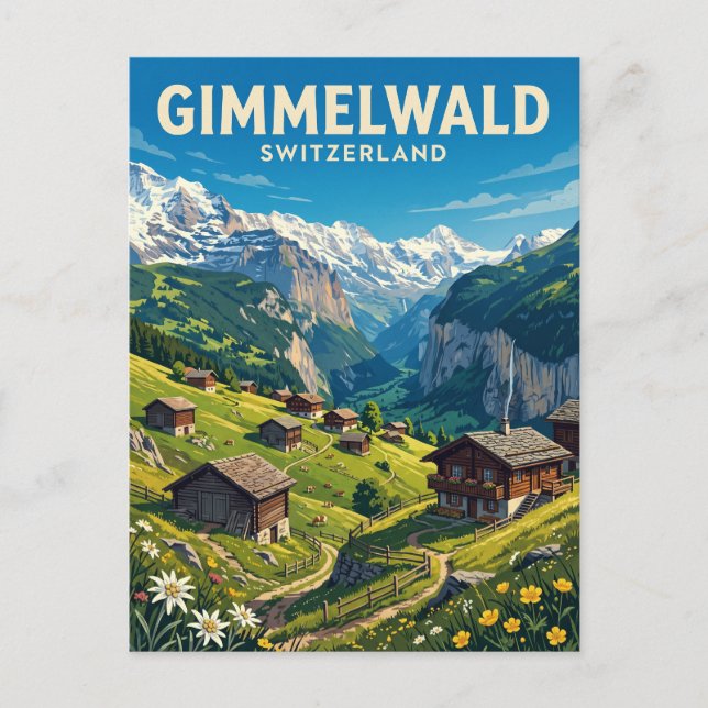Gimmelwald Schweiz Vykort (Framsida)