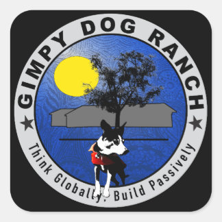 Gimpy Hund Ranch Logotyp Stickers Fyrkantigt Klistermärke