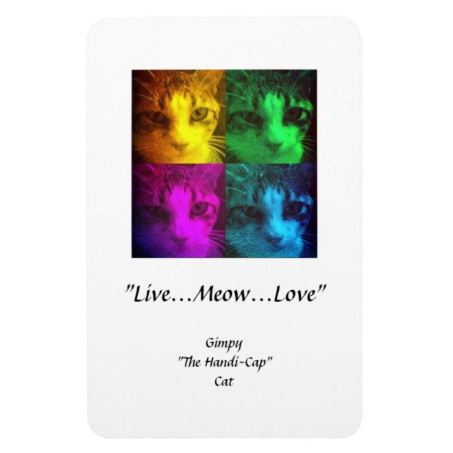 Gimpy "Live...Meow...Kärlek" Premium Flexi Magnet (Vertikal)
