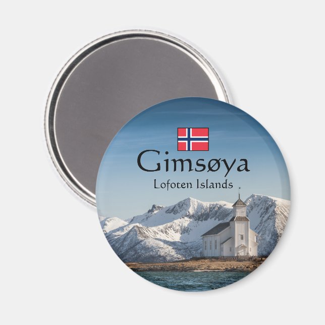 Gimsoya Lofoten Minnesaker Magnet (Front/Back)