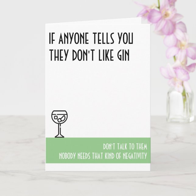 Gin Älskare Standard Grönt Birthday Kort (Orkide)