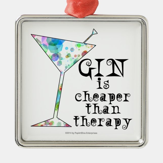 GIN är billigare än terapi ` Julgransprydnad Metall (Framsidan)