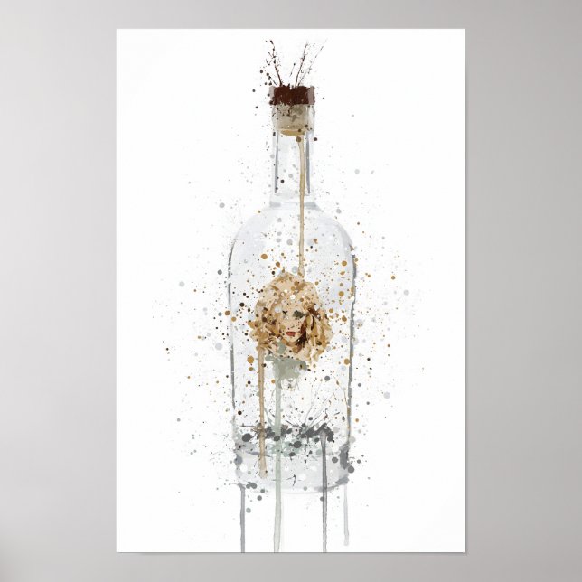 Gin Bottle Wall Art Print 'Bombshell' Poster (Framsidan)