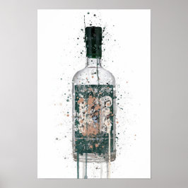 Gin Bottle Wall Art Print 'Deep Pine' Poster
