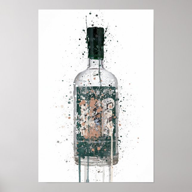 Gin Bottle Wall Art Print 'Deep Pine' Poster (Framsidan)