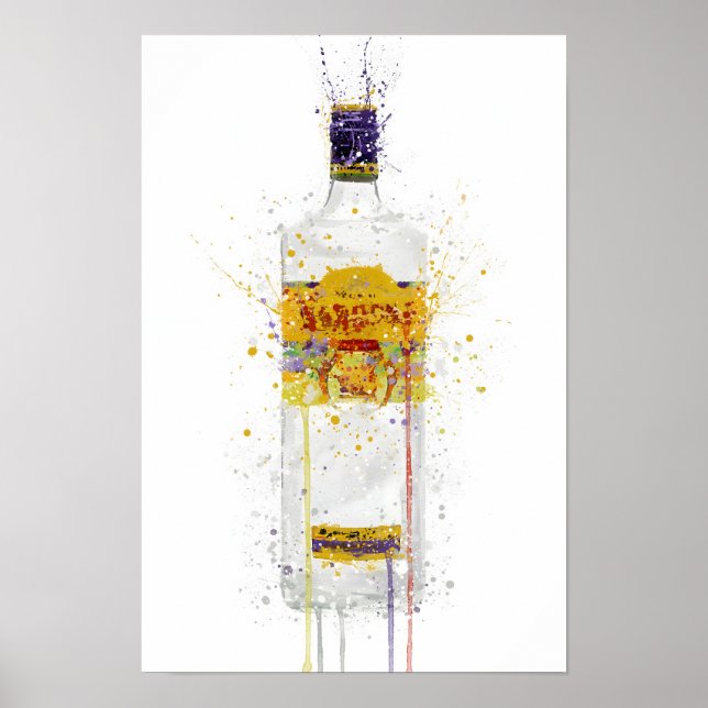 Gin Bottle Wall Art Print 'Dragon' Poster (Framsidan)