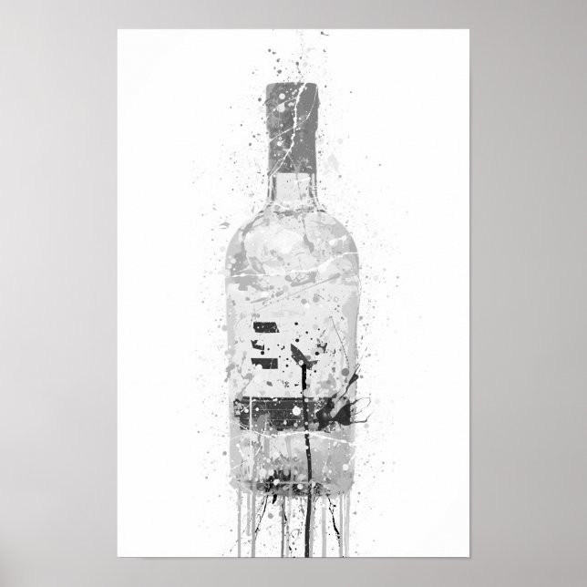 Gin Bottle Wall Art Print 'Grey Marble' Poster (Framsidan)