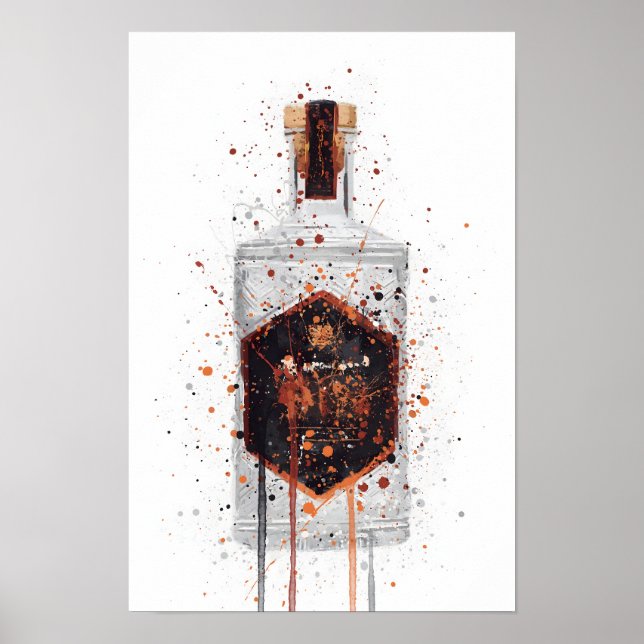 Gin Bottle Wall Art Print 'Honeycomb' Poster (Framsidan)