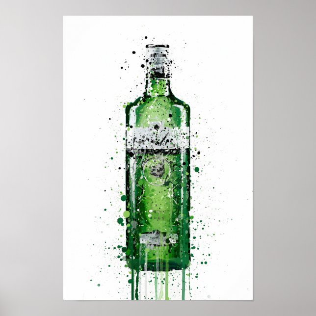 Gin Bottle Wall Art Print 'Leaf Green' Poster (Framsidan)